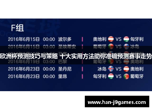 欧洲杯预测技巧与策略 十大实用方法助你准确预测赛事走势